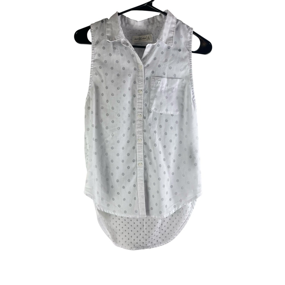 Abercrombie‎ & Fitch Sheer White Polka Dot Sleeveless Button Down Blouse Size XS